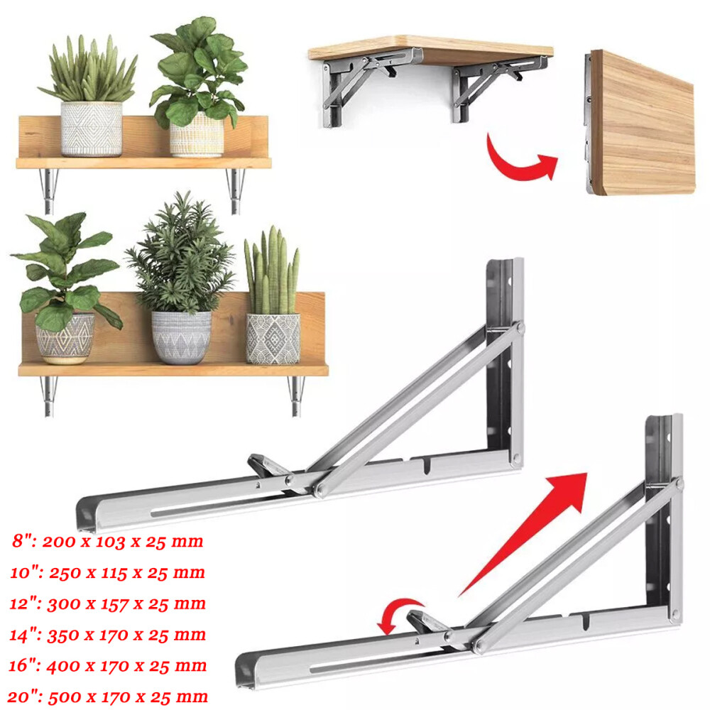 Klappkonsole Schwerlast, 2x Edelstahl Scharniere Klappbar, bis 150Kg Klapptisch