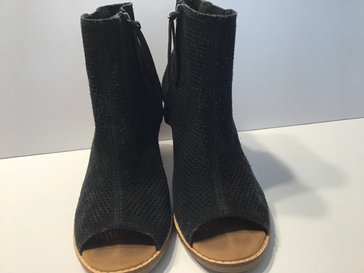 Toms majorca peep shop toe bootie black