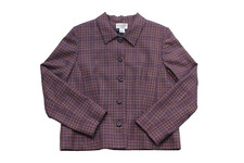 Pendleton Women's Size 12P 100 Virgin Wool Purple Tartan Plaid Buttoned Blazer