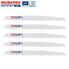 WORKPRO 9" Wood Pruning Reciprocating Saw Blade 5Pcs,CR-V Steel Blade Kit