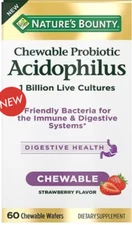 Chewable Probiotic Acidophilus 60 Count 1 BillionCFU Strawberry Wafers Digestive