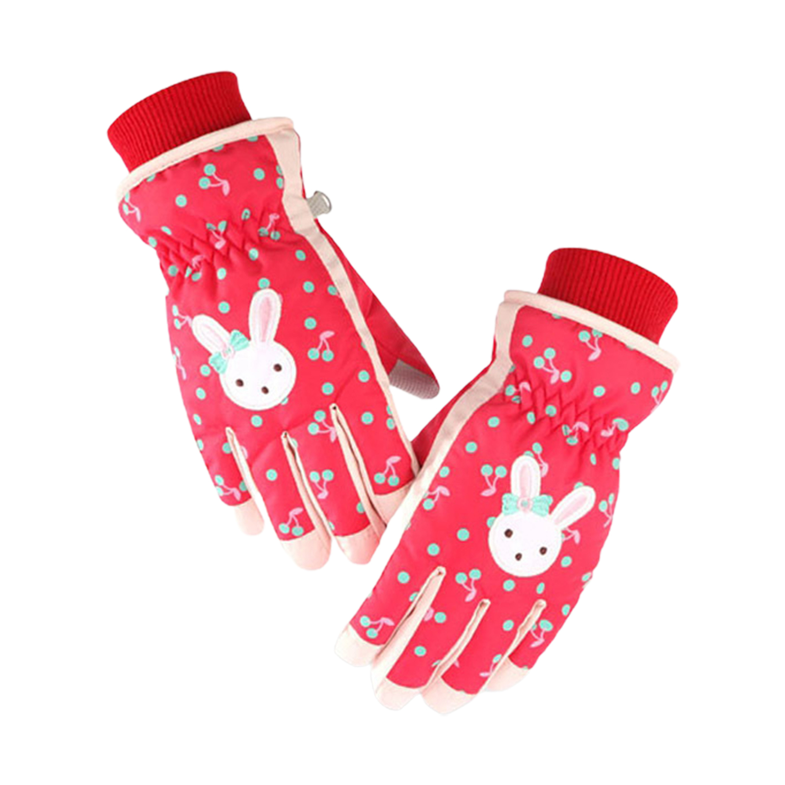 1 Pair Skiing Gloves Rabbit Print Hands Protection Bunny Head Children