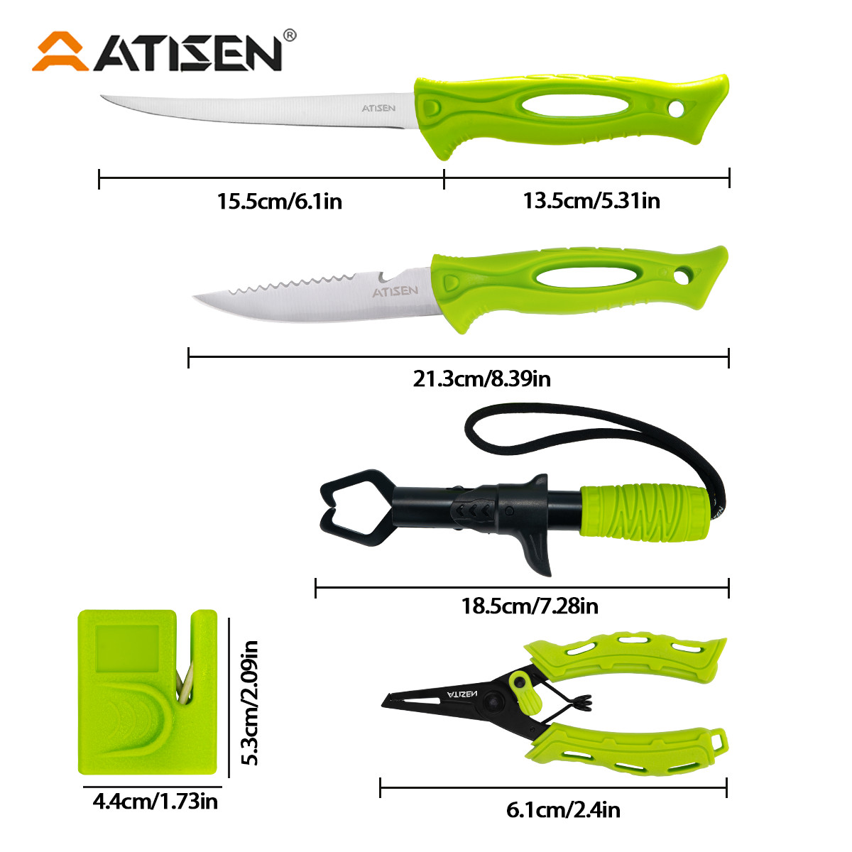 Outdoor equipment, fillet knife, fishing tools, green, essential for beginners