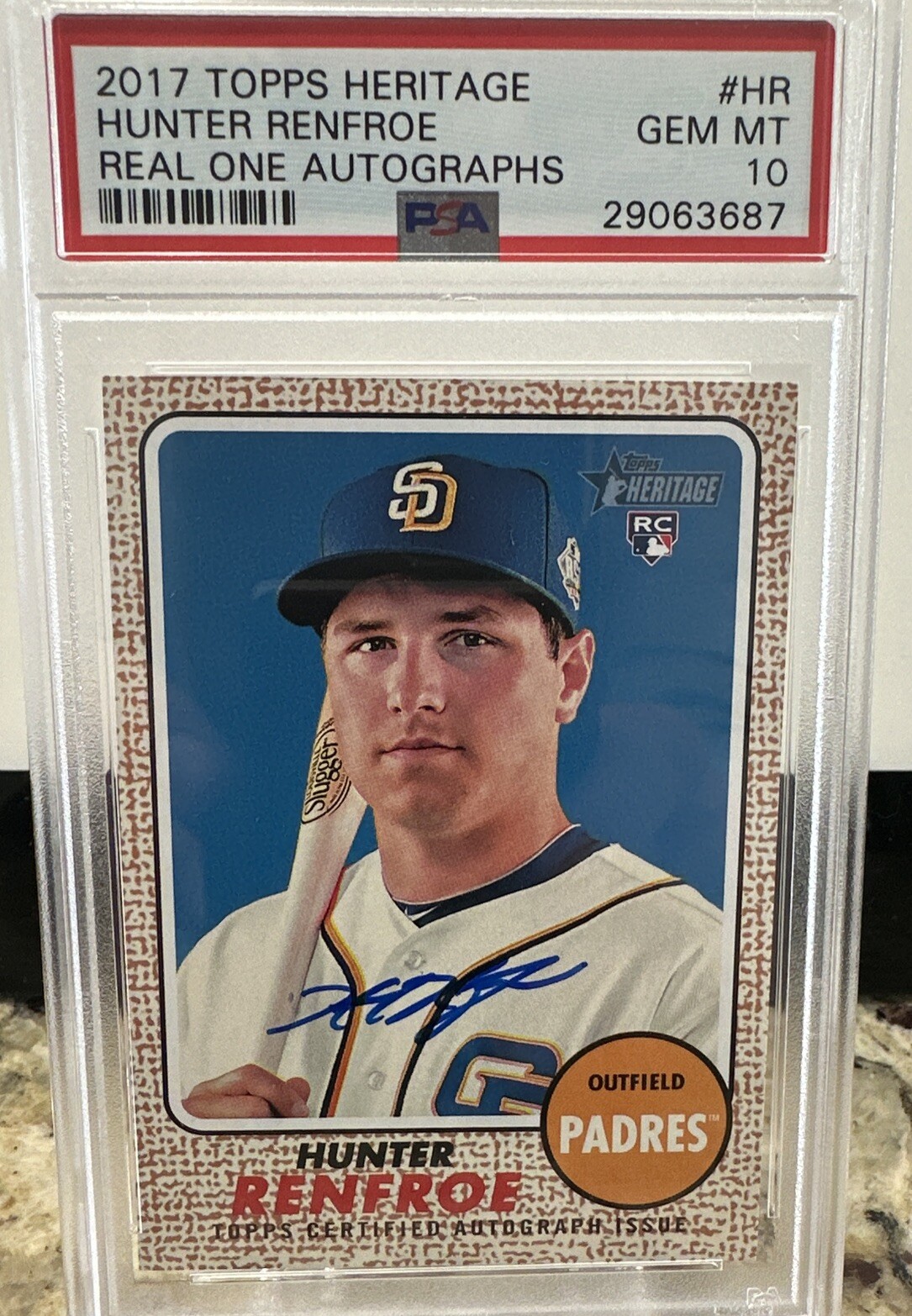 2017 Topps Heritage Real One Autograph Auto #ROA-HR Hunter Renfroe PSA 10 Gem