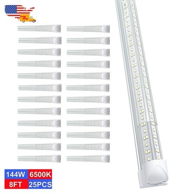 LED Lights 8 Ft 25 Pk 144W 6500K T8 Linkable Shop Lights Office Garage Fixture