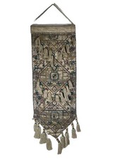 Vintage Hand Woven Wool Tapestry Tassels Hanging Wall Art Boho Fiber Kilim