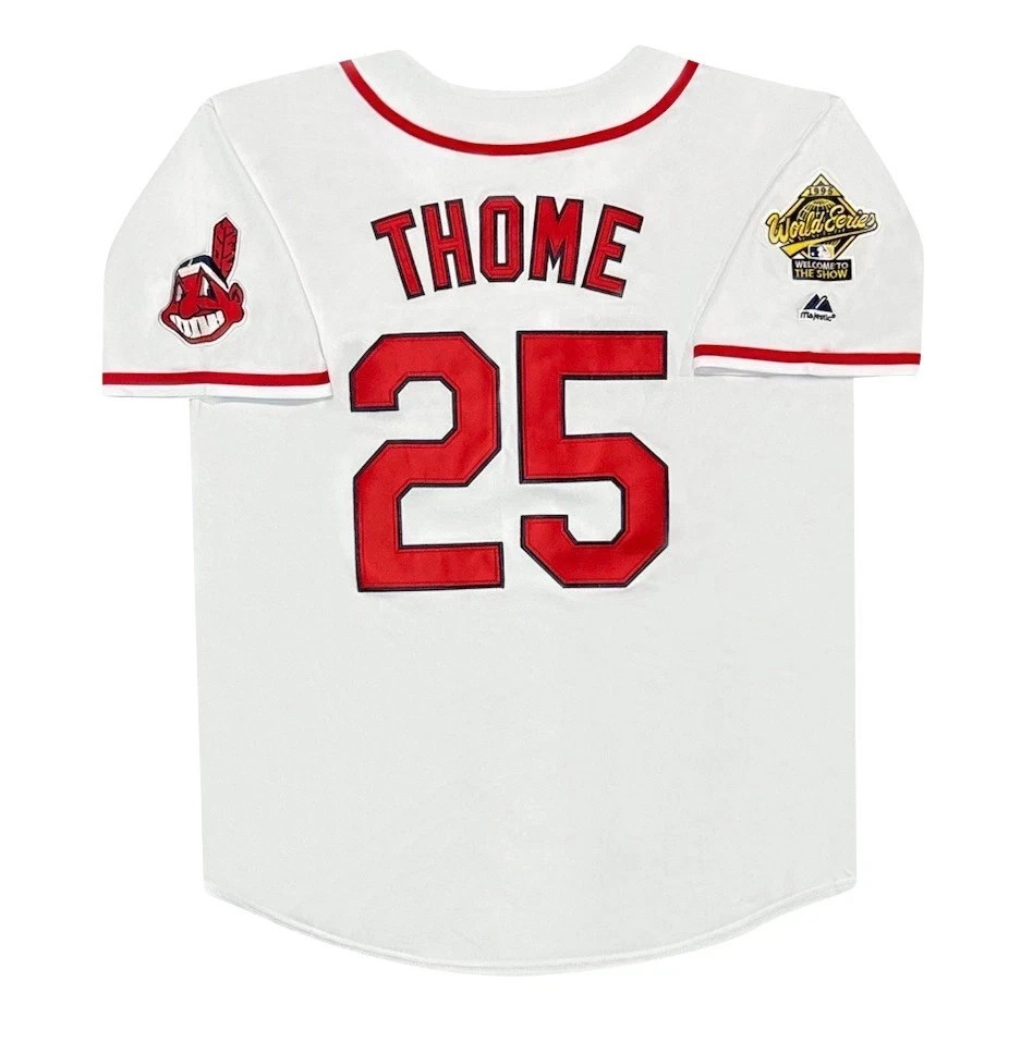 Jim Thome 1995 Cleveland Indians Home White World Series Men's Jersey (L-XL)