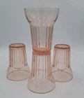Vtg Anchor Hocking  Queen Mary Pink Depression Glass Tumblers Set Of 4 MCM 4"