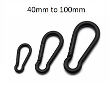 Matte black stainless steel carabiner snap spring hook A4 316 marine grade heavy