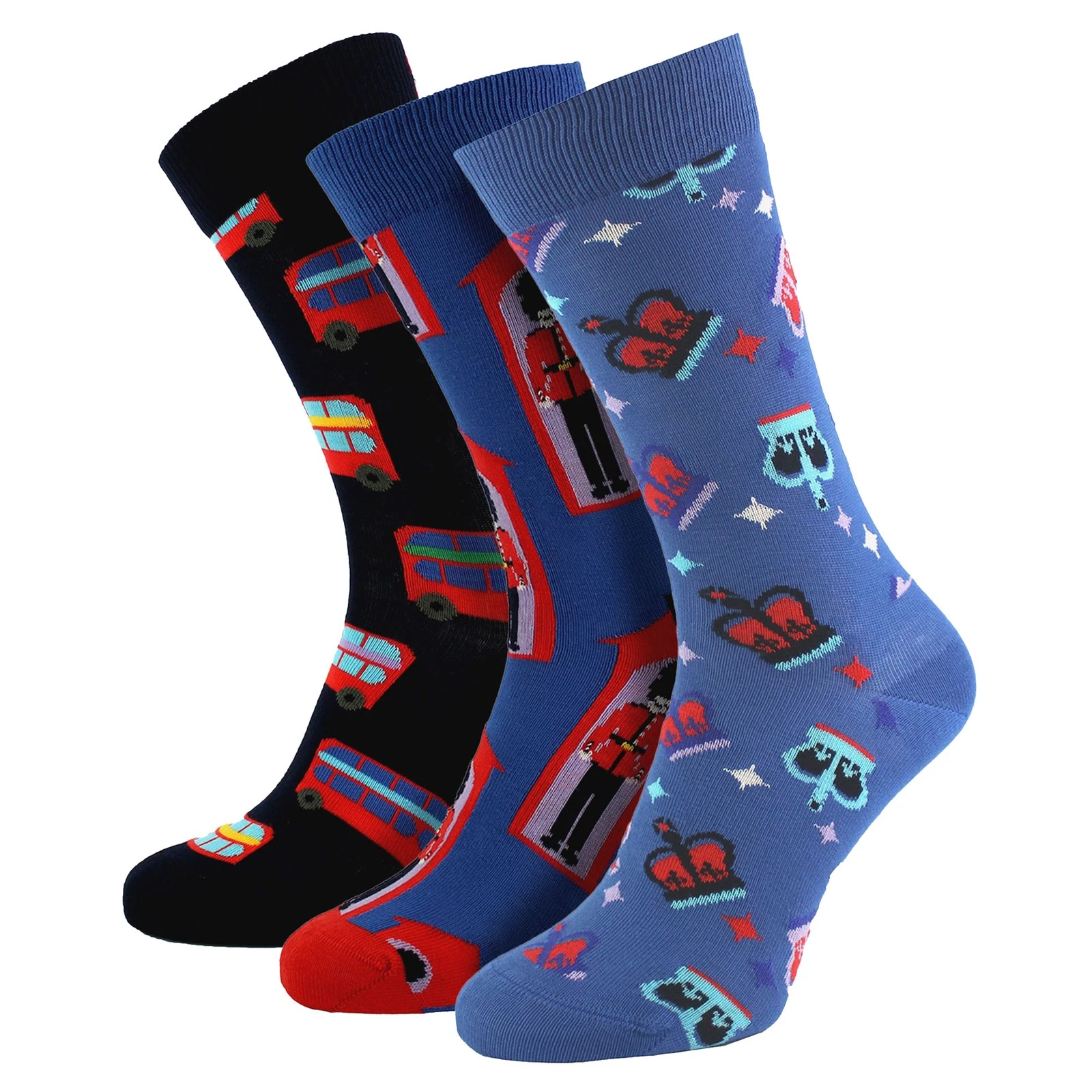 Mens Novelty Socks by Happy Socks - 3 Multi Pack Cotton Gift Socks