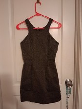 BCBG Girls Metallic Black Gold Cocktail Dress bodycon shimmer Sleeveles XS NWT 