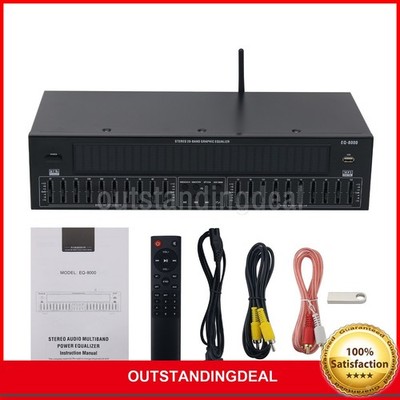 EQ8000 220V Green LED Professional EQ Equalizer Bluetooth Optical Fiber Coaxial