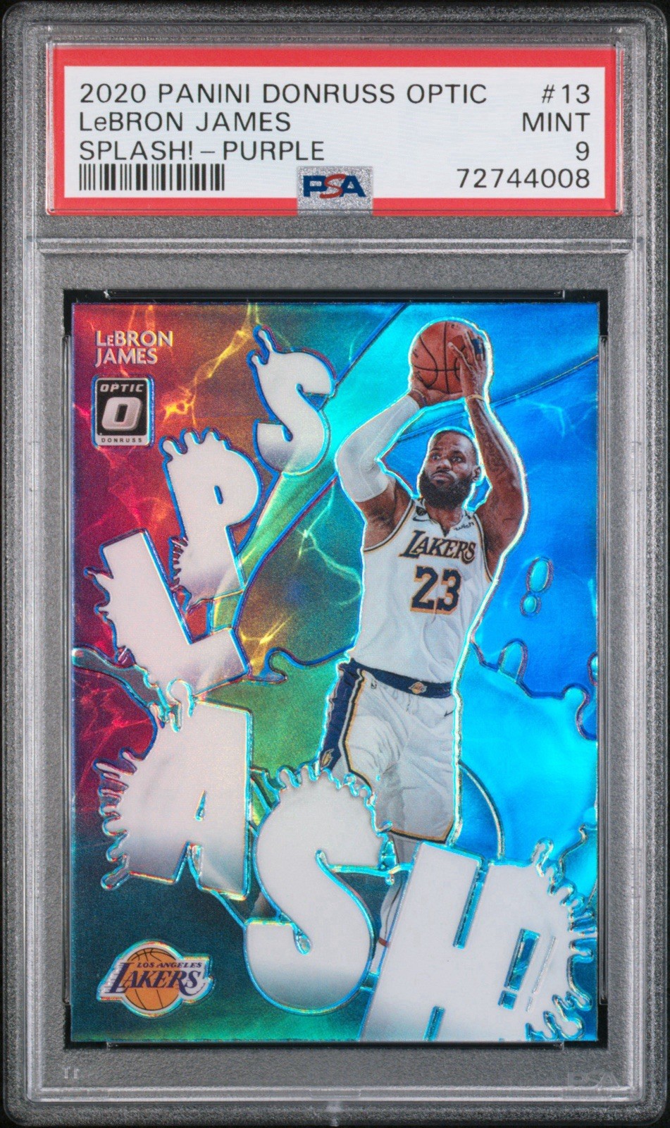 2020-21 Panini Donruss Optic Splash! LeBron James #13 Purple Prizm PSA 9