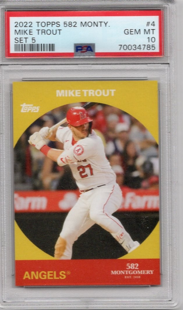 Mike Trout 2022 Topps 582 Montgomery # 4 *PSA 10 GEM MT Los Angeles Angels Set 5 view 1