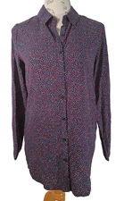 JOULES Elvina Dotty Heart Shirt Navy Button Front Long Sleeve Blouse BNWT UK 8