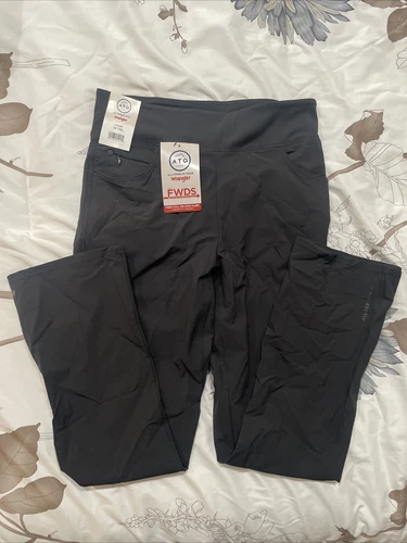 ATG Wrangler Pants Women 10 Tall Black Pants Mid Rise Pull On Kick Flare Stretch