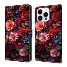 Flip Wallet Case For Various Phone Girls Luxury Flower Magnetic Card Stand Cover