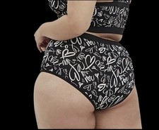 NEW Torrid 3 3X Black Hearts Graffiti Love Brief Panties Second Skin Sz 22-24