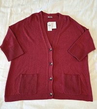 NWT J Jill Button Front Ribbed Pocket Boxy Cardigan Size XL In Cape Cod Red 