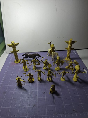 #ad Vintage Marx Playset Ft Apache 54mm Indian Complete Set With Totem Pole $19.99