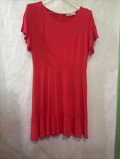 Ann Taylor Loft Flared Dress Womens Size 6 Red Short Sleeve