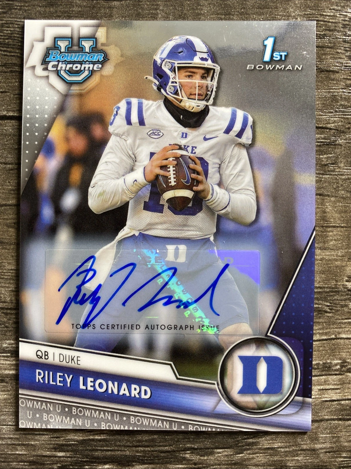 2023 Bowman University Chrome - Prospect Autographs #6 Riley Leonard AU, RC