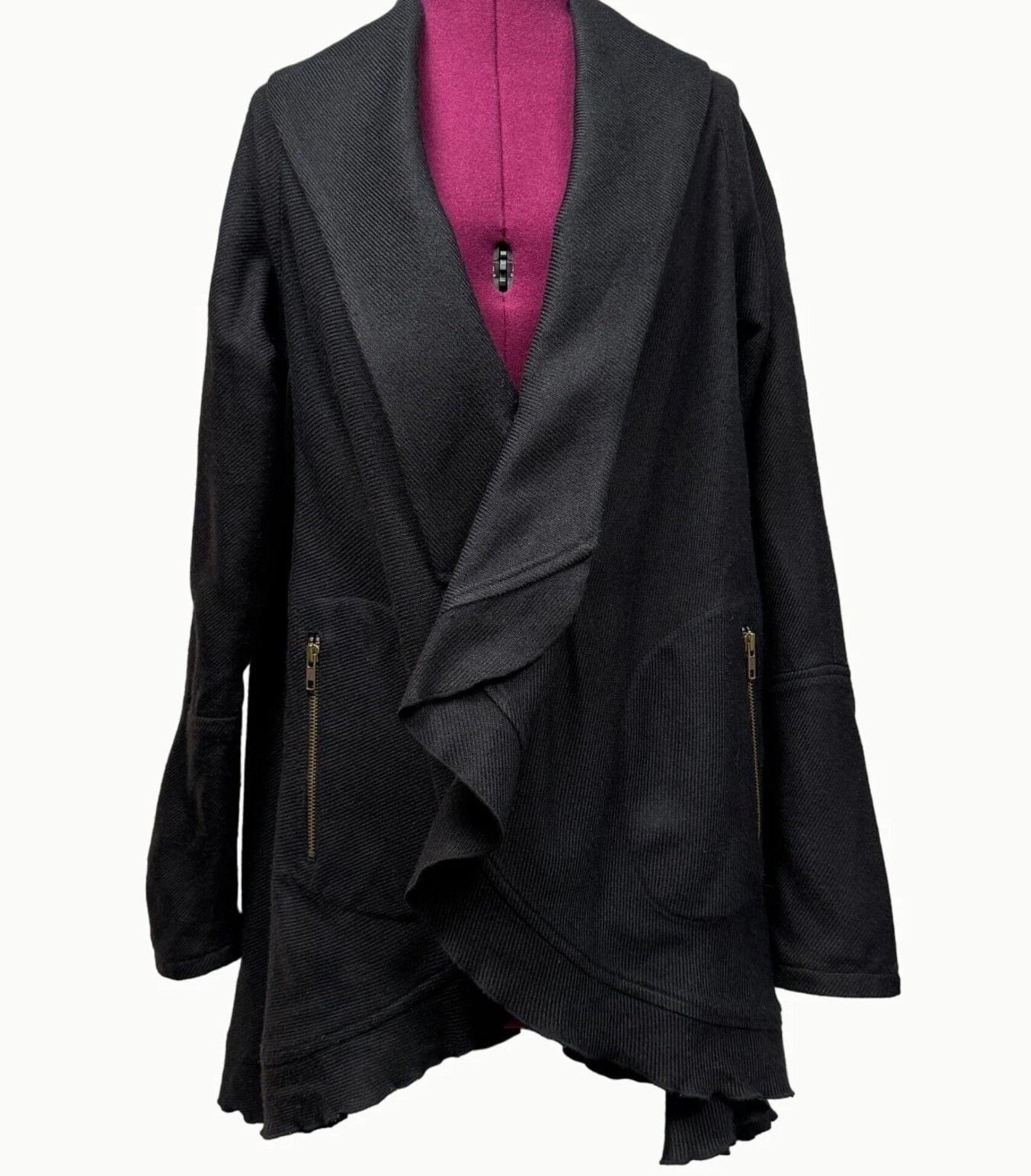 BCBGeneration Black Drape Lapel Jacket Asymmetric… - image 1