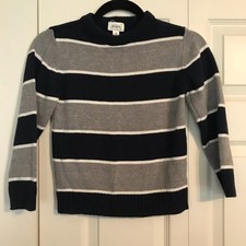 THE CHILDREN'S PLACE Small 5/6 Gray Blue Sweater Striped Unisex Boy's Soft Cozy