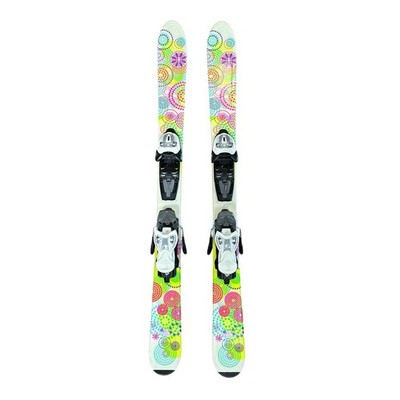 K2 Luv Bug Flowers Skis with FasTrack2 4.5 Bindings Youth 2012 White Pink Yellow