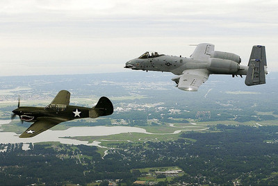 P-40 WARHAWK & A-10 THUNDERBOLT FORMATION PHOTOGRAPH PHOTO PRINT