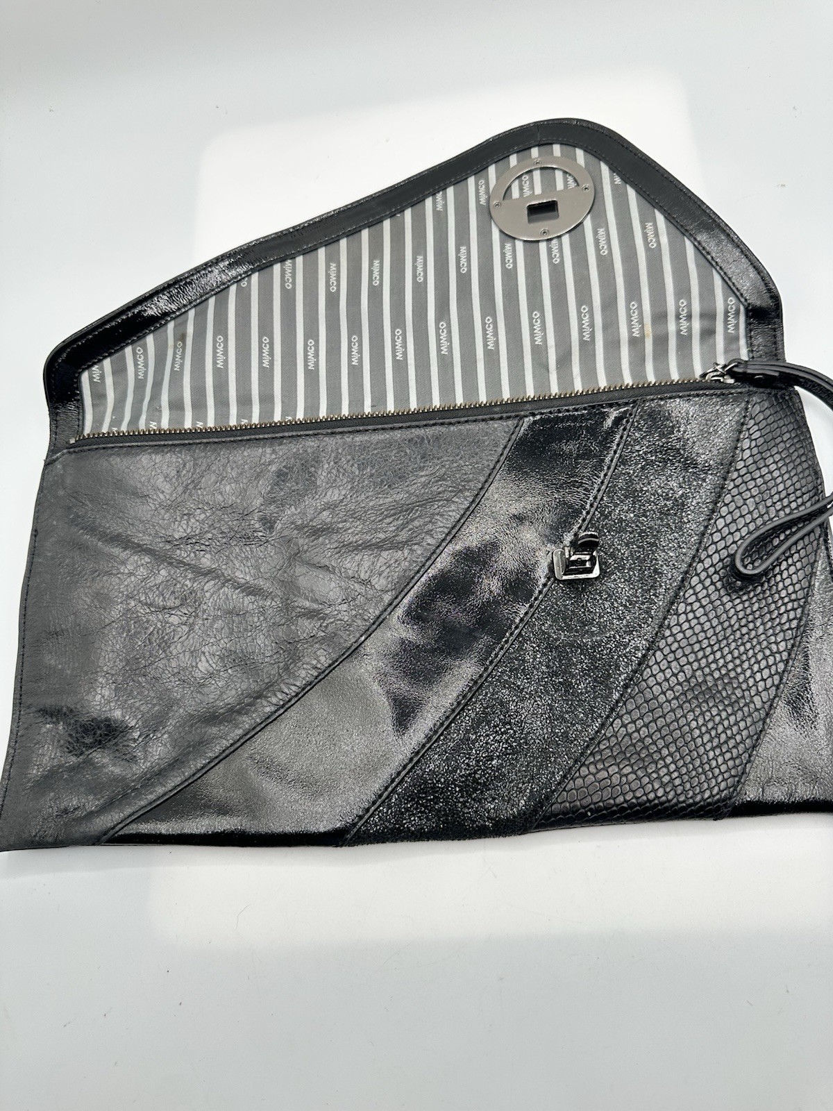 Mimco Patchwork Black Patent Leather Python Distr… - image 8