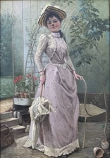 School French Impressionist - Elegant With Bookend, 1891 - Signed