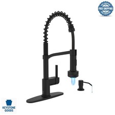 LED Black Kitchen Faucet with Pull-Down Sprayer  Soap Dispenser