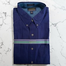 Chaps Ralph Lauren Men's Blue Purple Cotton Button-Up Shirt 17.5 34-35