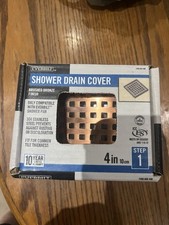 Everbilt Shower Drain Cover Sq Grid Brushed Bronze Finish 4", Stainless Steel