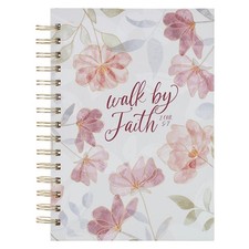 Christian Art Gifts Inspirational Journal, Walk by Faith Wide Ruled Notebook, 2