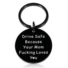 Drive Safe Keychain, Son Gift From Mom, Teen Boys Stocking Stuffer, College
