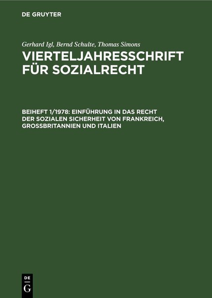EinfüHrung In Das Recht Der Sozialen Sicherheit Von Frankreich, GroßBritannien U-image