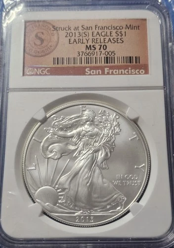 2013-(S) $1 American Silver Eagle NGC MS 70 | Early Releases San Francisco Label