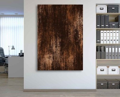 Abstraktes industrielles Leinwand-Wandbild - groß Distressed Kupfer und Schwarz strukturiert