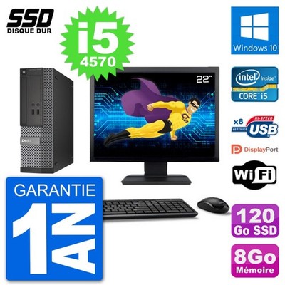PC Dell Optiplex 3020 SFF Bildschirm 22 '' i5-4570 RAM 8Go SSD 120Go Windows 10