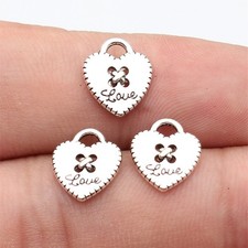 100pcs Antique Silver LOVE Heart Charms Zinc Alloy Mini Pendants 12 10mm