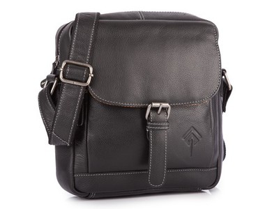 Ledertasche Herren schwarz groß Umhängetasche Schultertasche mit Klappe