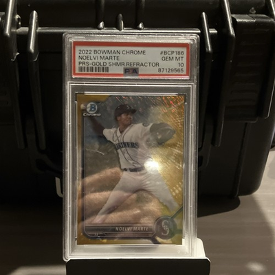 #ad 2022 Bowman Chrome Gold Shimmer Refractor 50 BCP 186 Noelvi Marte PSA 10 $70.00