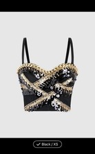 Beaded Sequins Bustier Corset Camisole Top for Women