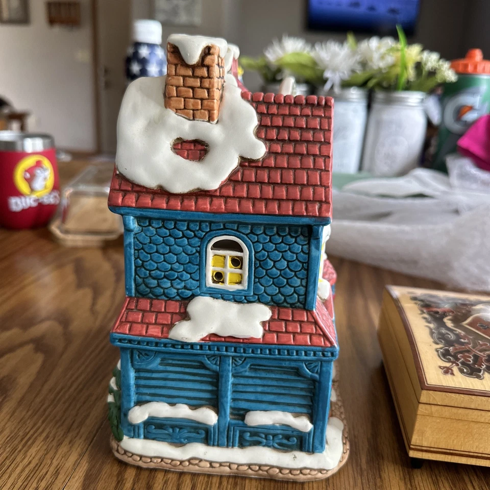 1987 Lefton Colonial Village #06337 House of Blue Gables with deed, box, light - Image 2 of 4