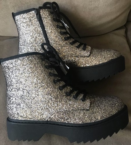 ROSE GOLD CHUNKY GLITTER BOOTS RRP 