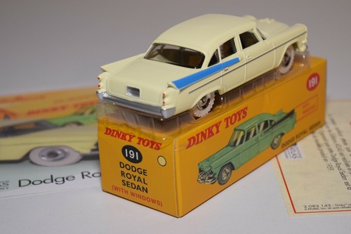 TT 1:43 ATLAS DINKY TOYS 191 DODGE ROYAL SEDAN CREAM BLUE MIB - Picture 3 of 5