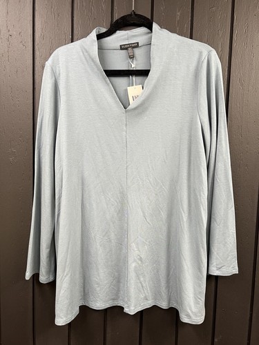 Eileen Fisher NWT Women's V-Neck Long Sleeve L Swing Tencel Lyocell Lagenlook - Picture 5 of 5