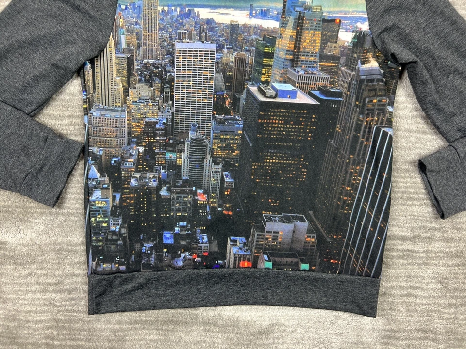 Carbon Shirt Mens Extra Large Gray Skyline Screenprint Crewneck Pullover USA - Image 3 of 4